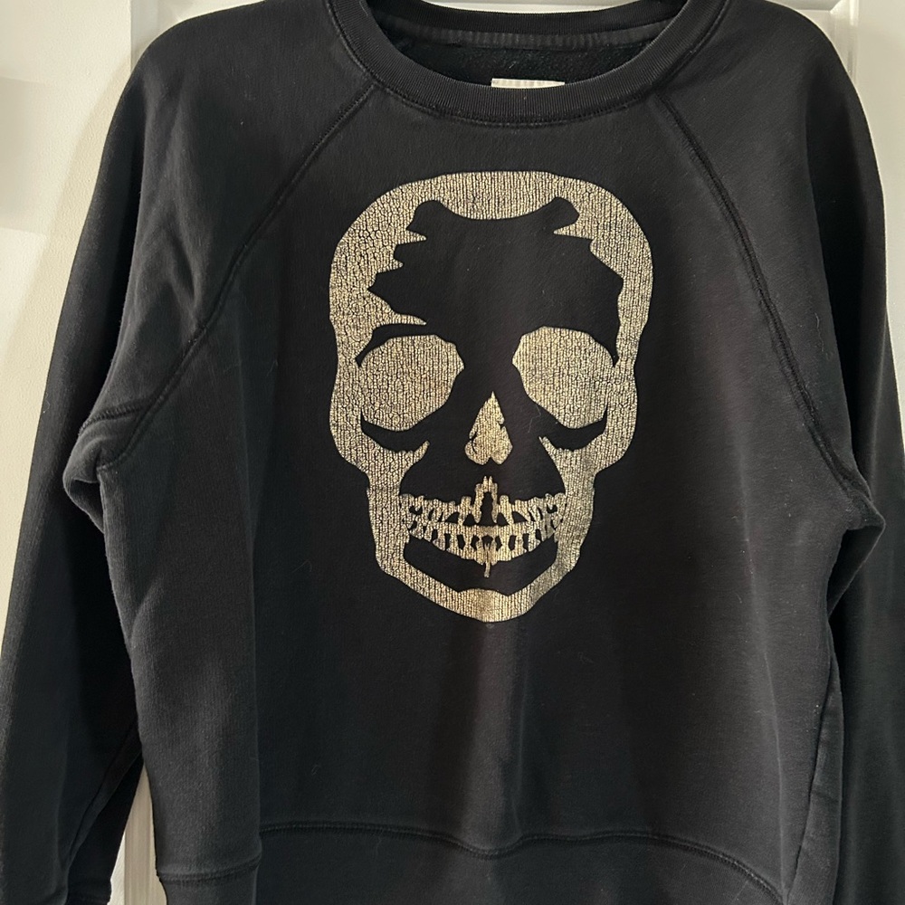 Zadig & Voltaire Black Crewneck with Metallic Skull